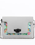 White Mini Embossed Chain Bag Floral