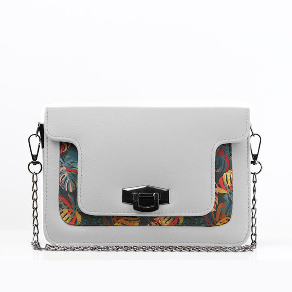 White Mini Embossed Chain Bag Palm - CANVAEGYPT