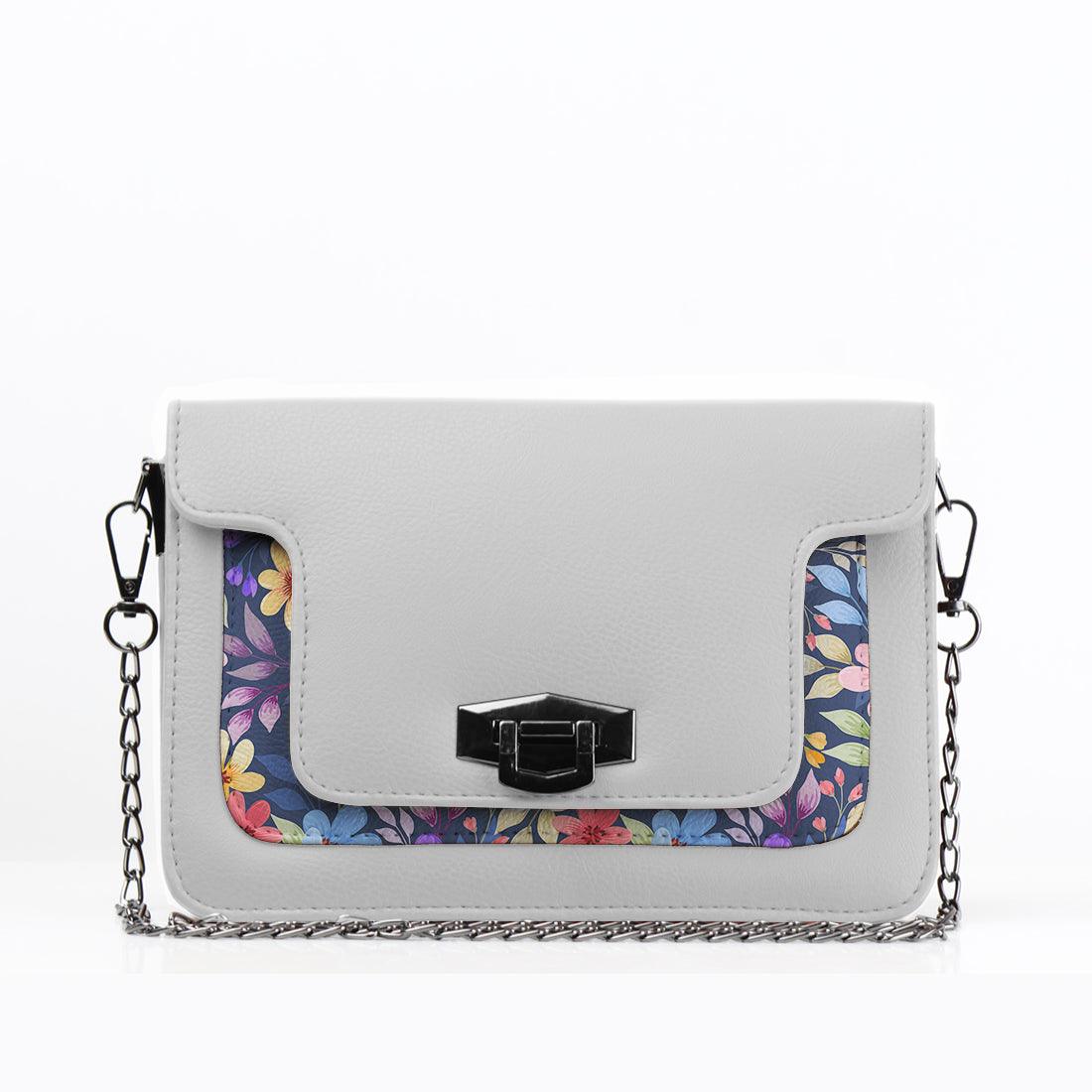 White Mini Embossed Chain Bag Purple Floral - CANVAEGYPT