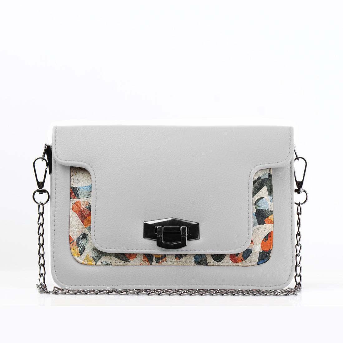 White Mini Embossed Chain Bag Sand Brushes - CANVAEGYPT