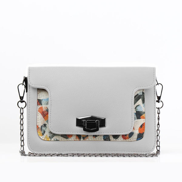 White Mini Embossed Chain Bag Sand Brushes - CANVAEGYPT