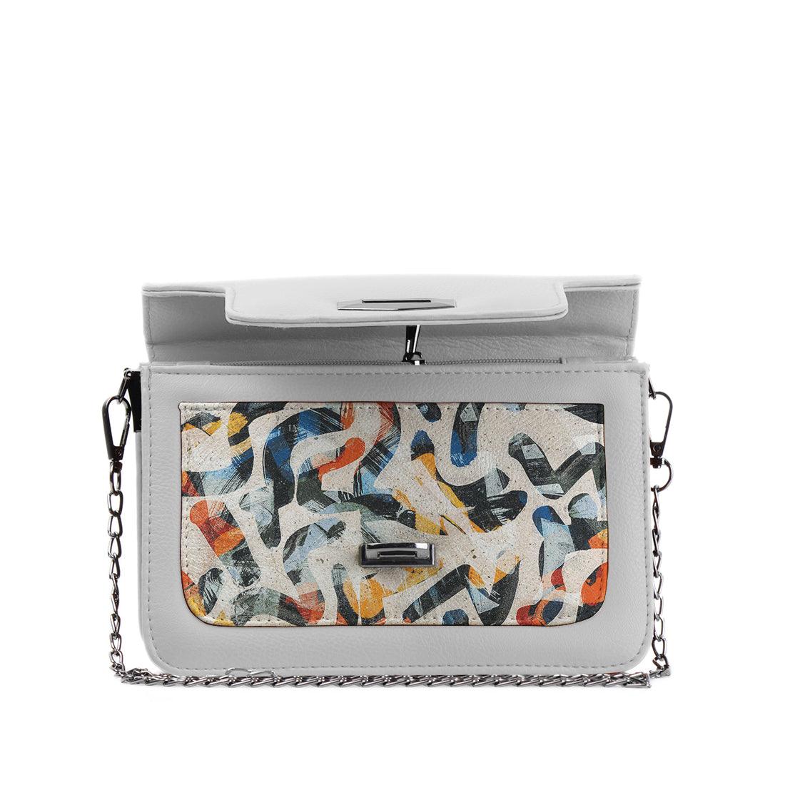 White Mini Embossed Chain Bag Sand Brushes - CANVAEGYPT