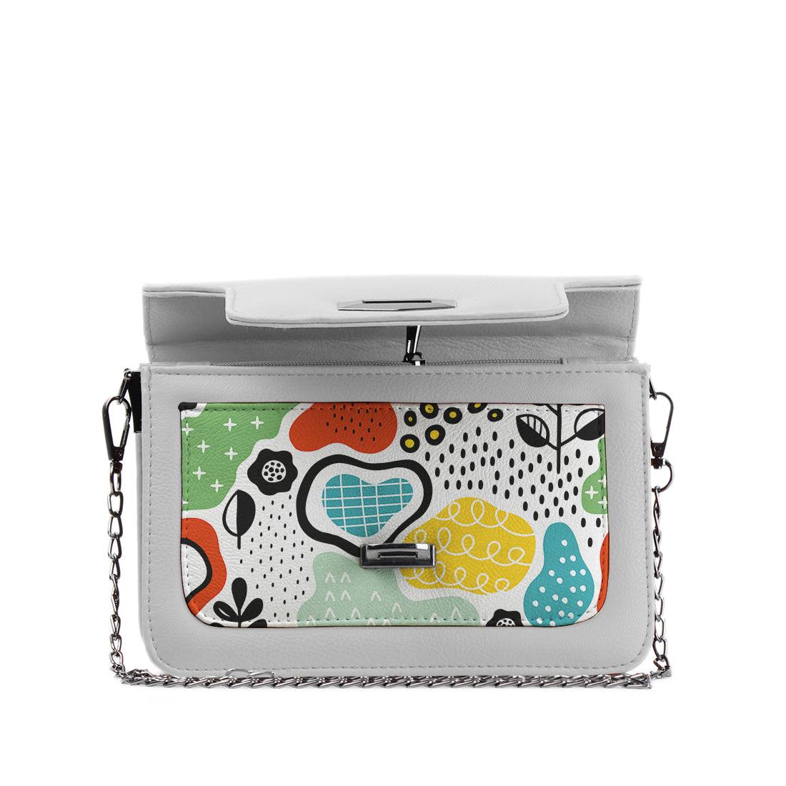 White Mini Embossed Chain Bag Shapes - CANVAEGYPT