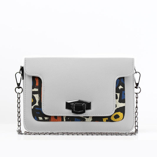 White Mini Embossed Chain Bag Stroke - CANVAEGYPT