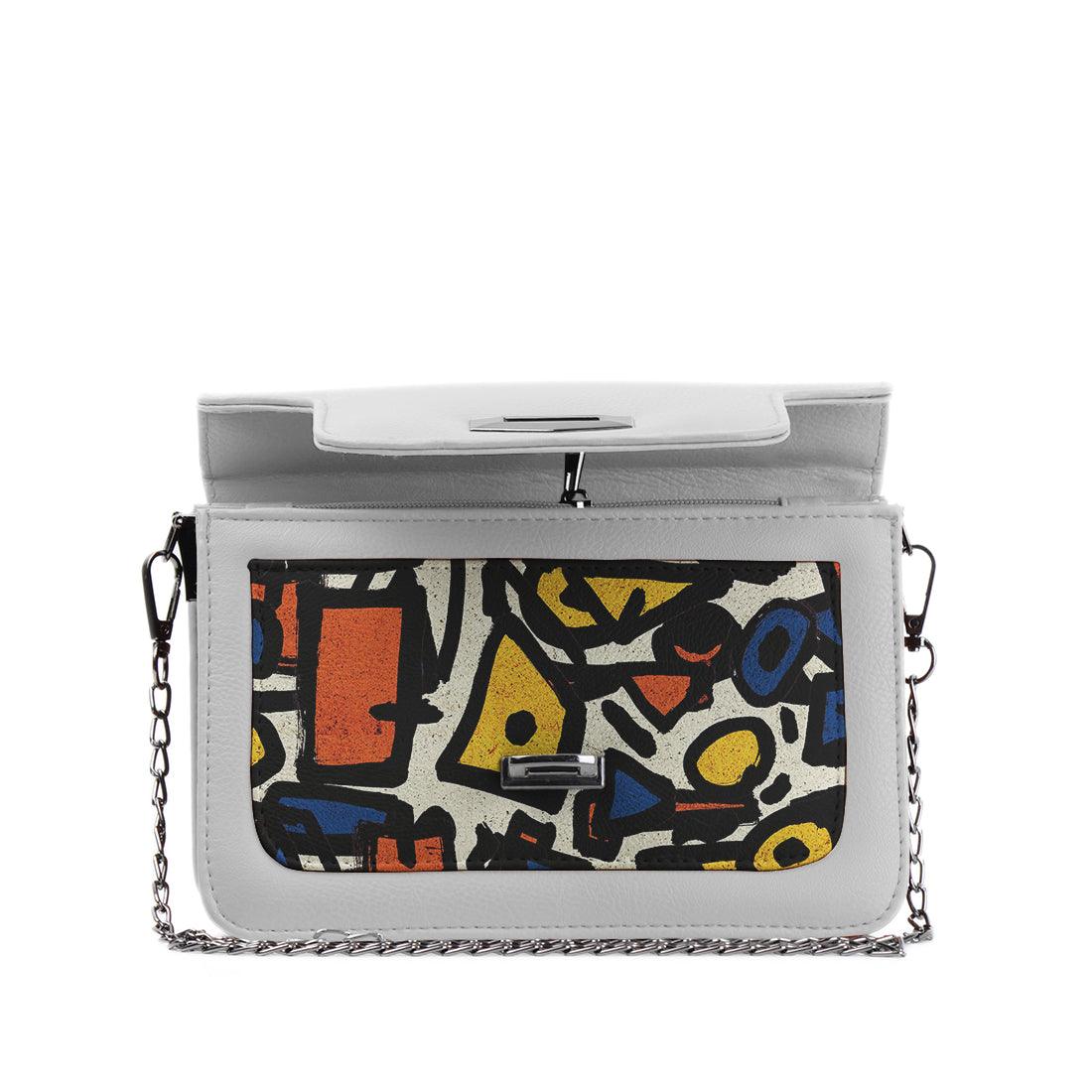 White Mini Embossed Chain Bag Stroke - CANVAEGYPT