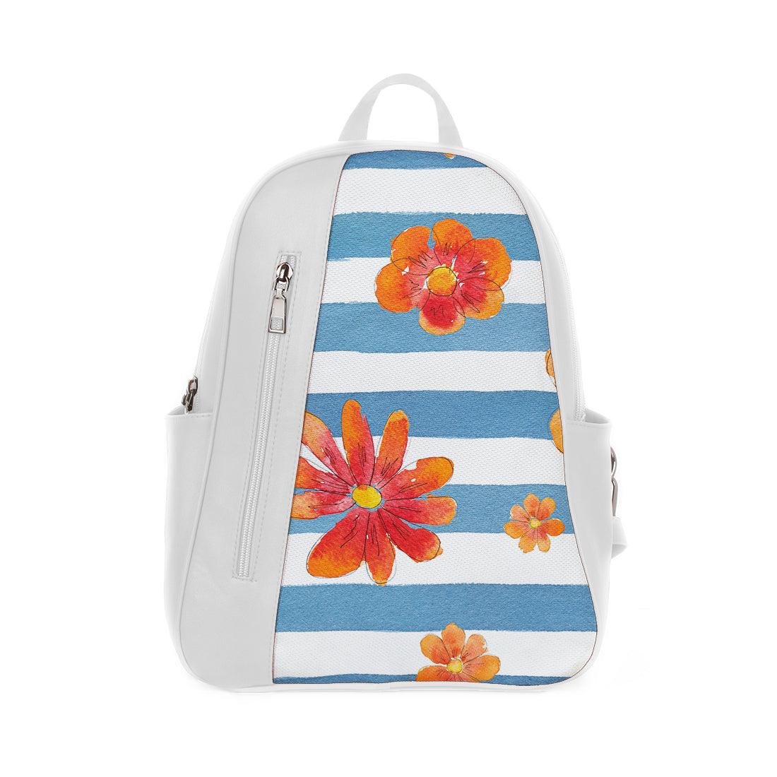 White Mixed Backpack Blue Floral - CANVAEGYPT
