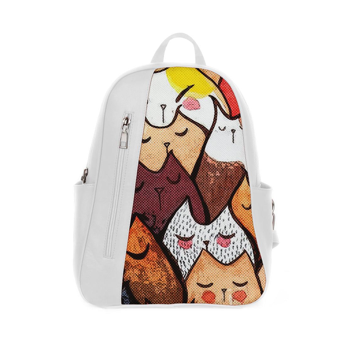 White Mixed Backpack Cats - CANVAEGYPT