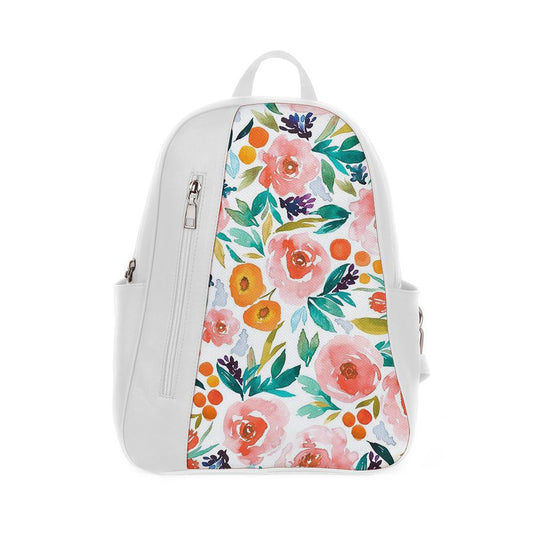 White Mixed Backpack Floarl Art - CANVAEGYPT