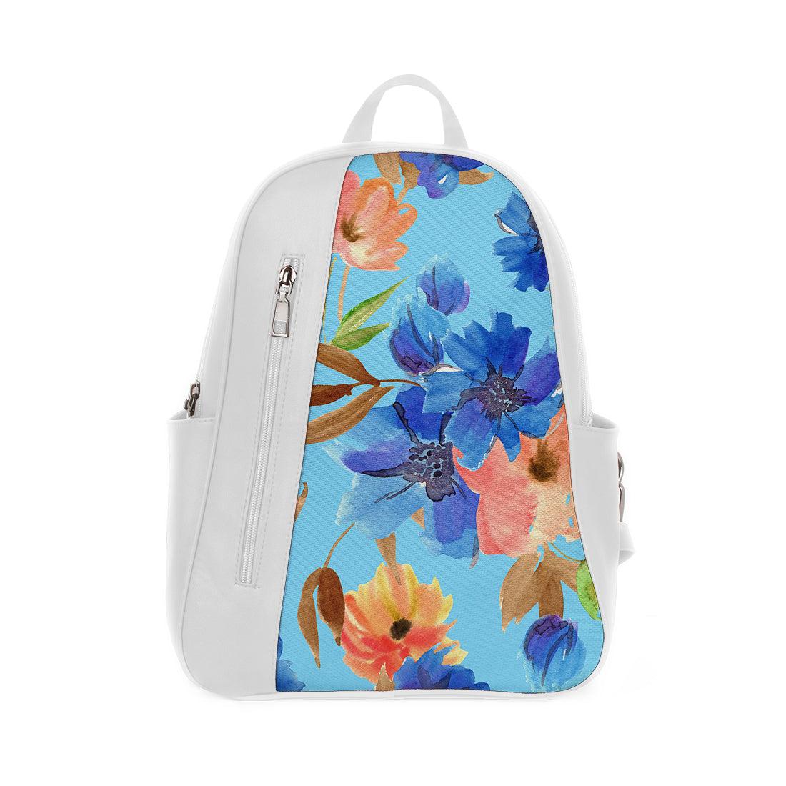 White Mixed Backpack Floral in blue - CANVAEGYPT