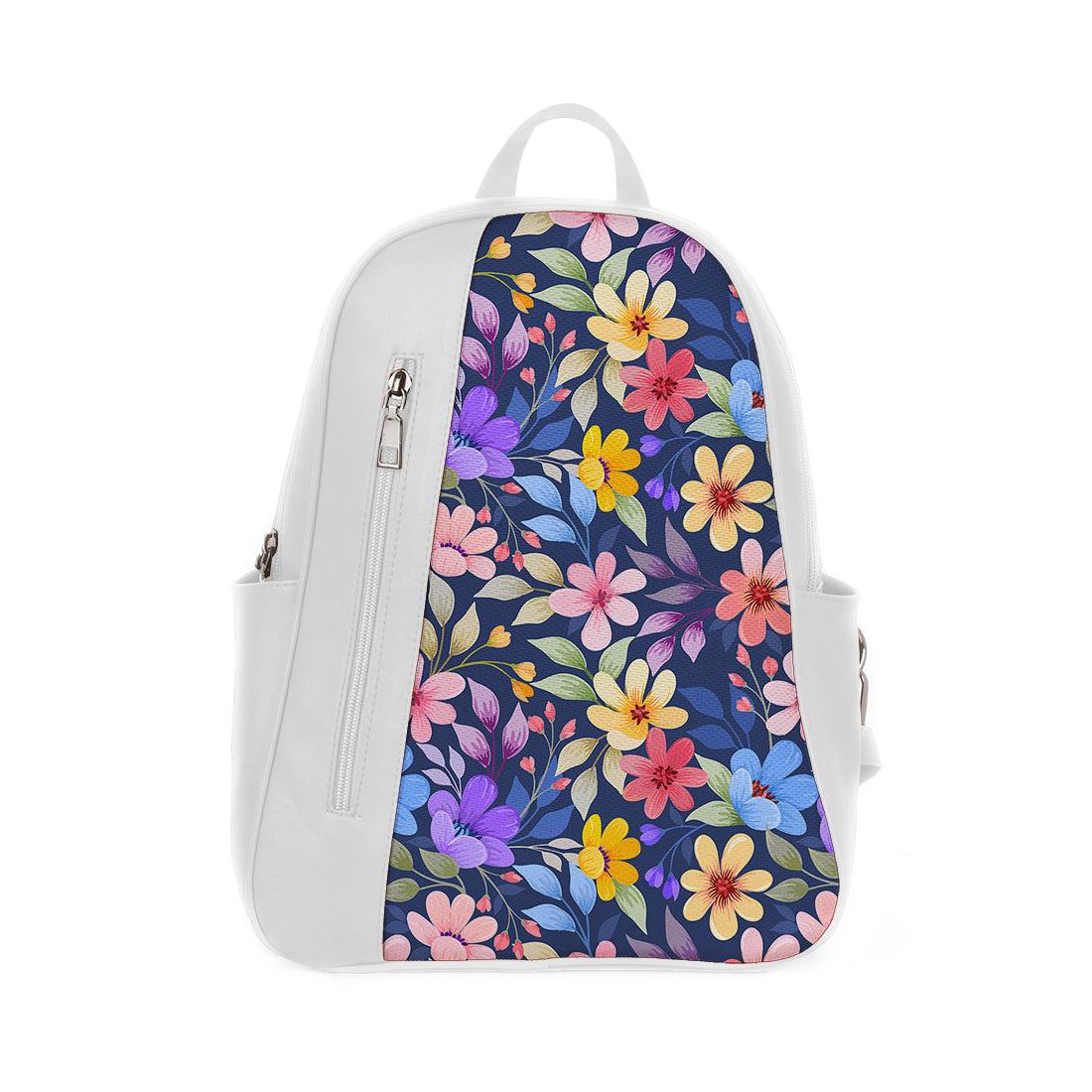 White Mixed Backpack Purple Floral - CANVAEGYPT