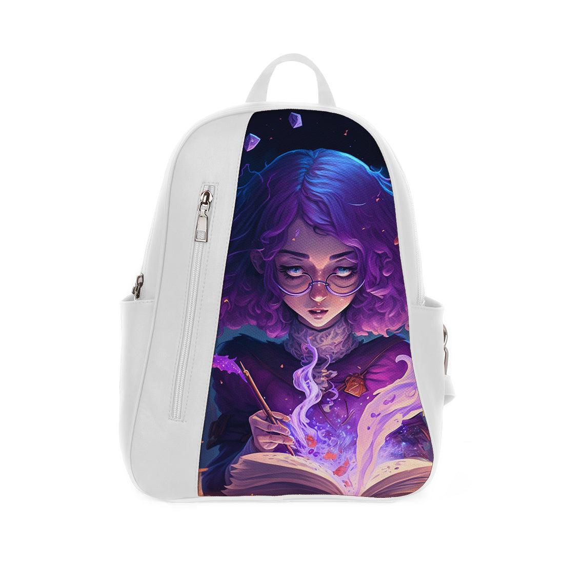 White Mixed Backpack Writing Spells - CANVAEGYPT
