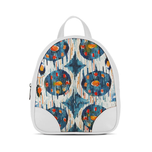 White O Mini Backpacks Blue circle - CANVAEGYPT
