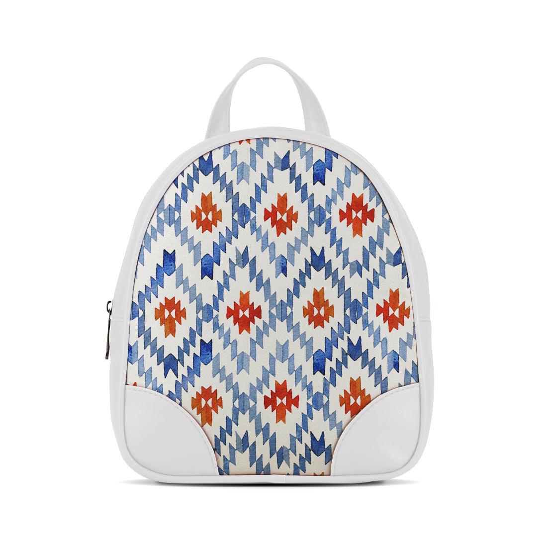White O Mini Backpacks Blue rhombus - CANVAEGYPT