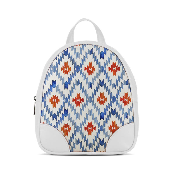 White O Mini Backpacks Blue rhombus - CANVAEGYPT