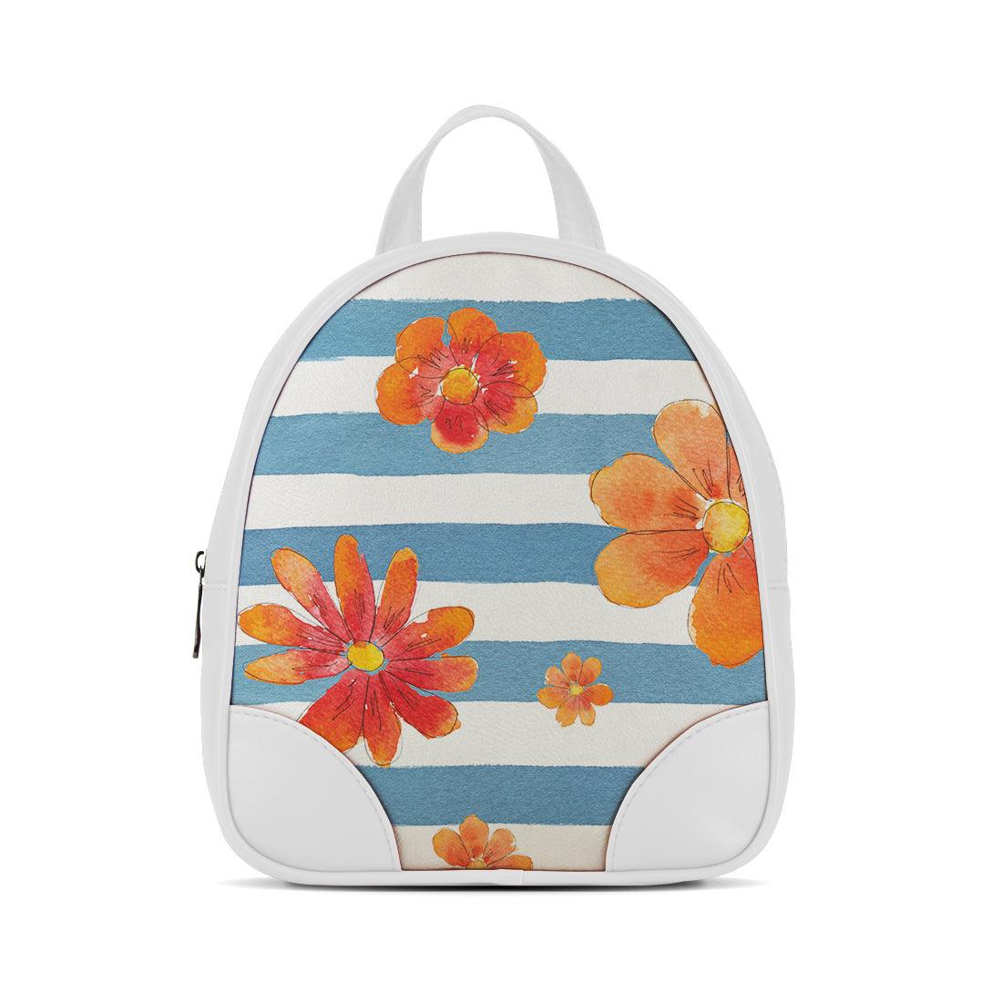 White O Mini Backpacks Floral Blue - CANVAEGYPT