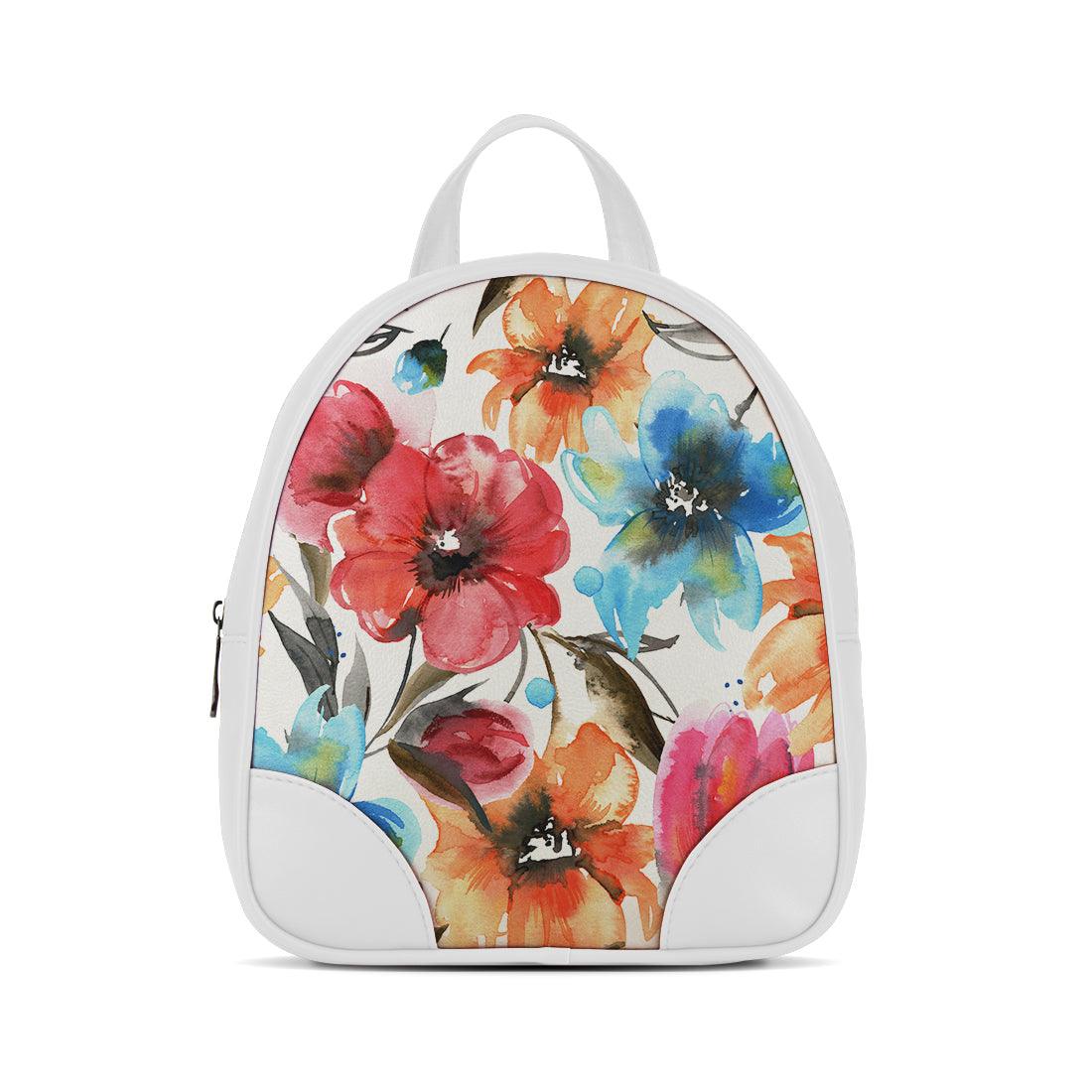 White O Mini Backpacks White Floral - CANVAEGYPT