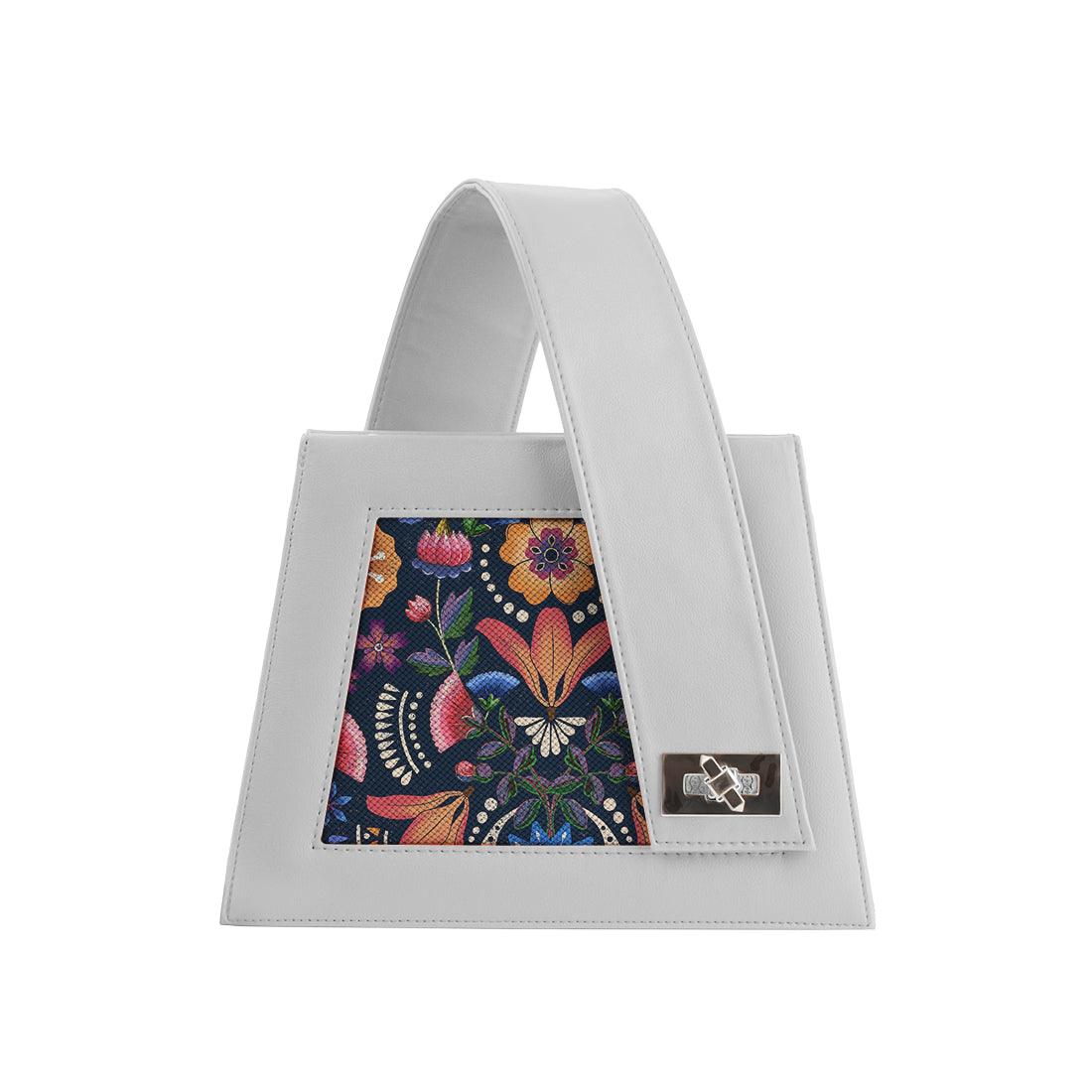 White One Handed Bag Floral Abstract - CANVAEGYPT