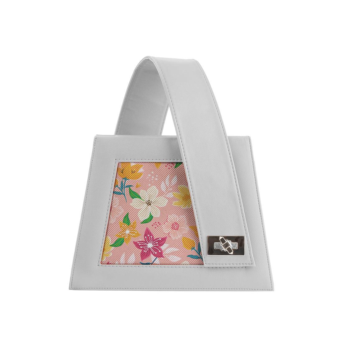 White One Handed Bag Pink Floral - CANVAEGYPT