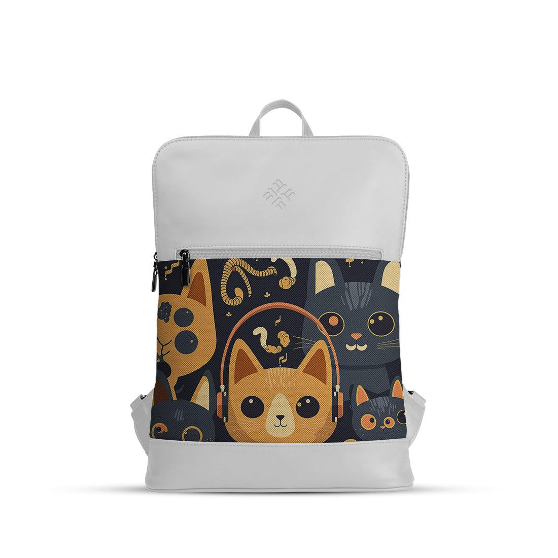 White Orbit Laptop Backpack Kitties - CANVAEGYPT