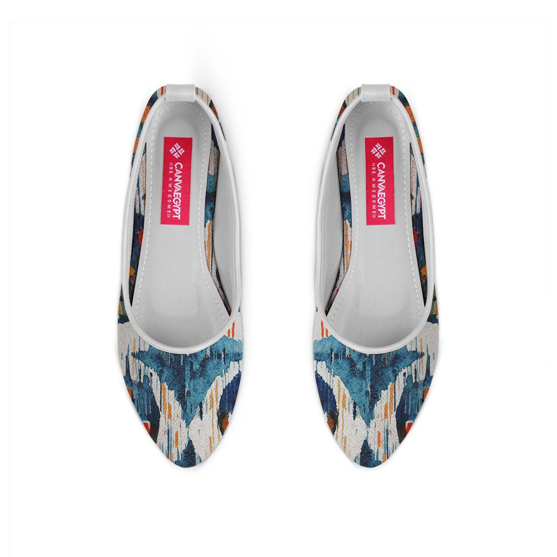 White Round Toe Shoe Blue circle - CANVAEGYPT