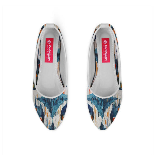 White Round Toe Shoe Blue circle - CANVAEGYPT