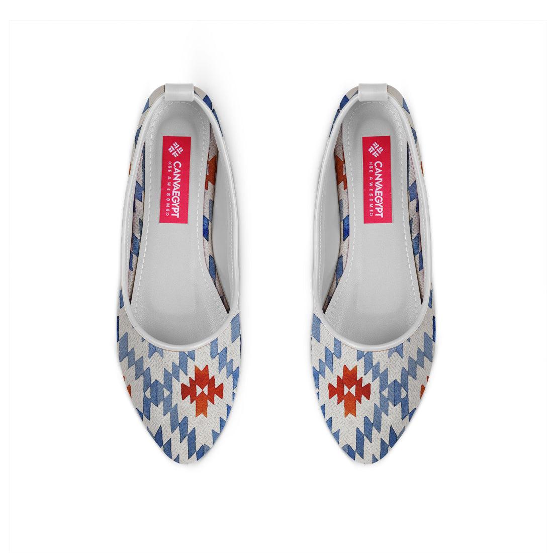 White Round Toe Shoe Blue rhombus - CANVAEGYPT