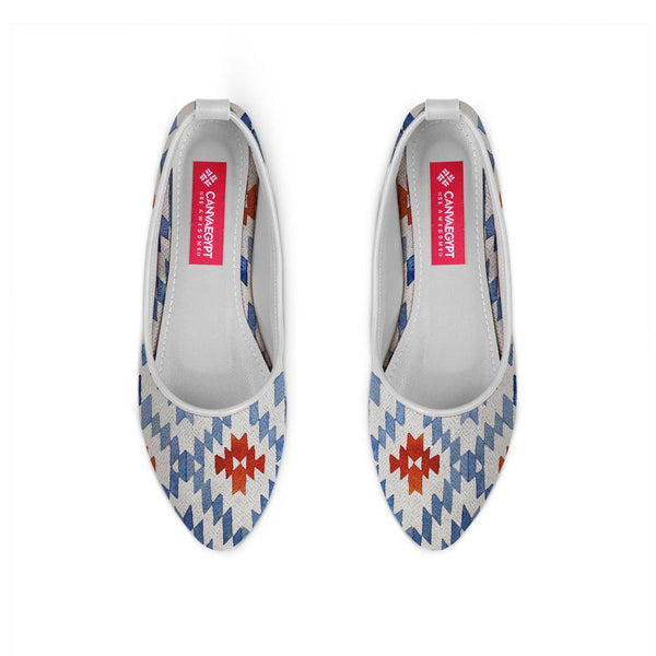 White Round Toe Shoe Blue rhombus - CANVAEGYPT
