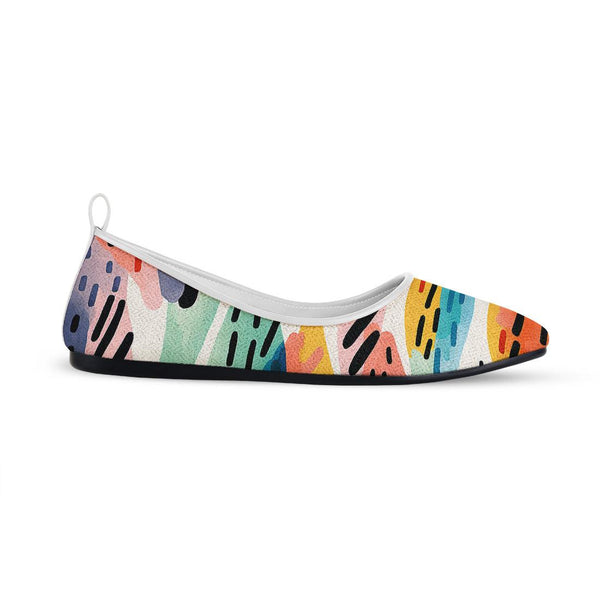 White Round Toe Shoe Drawen Leafs