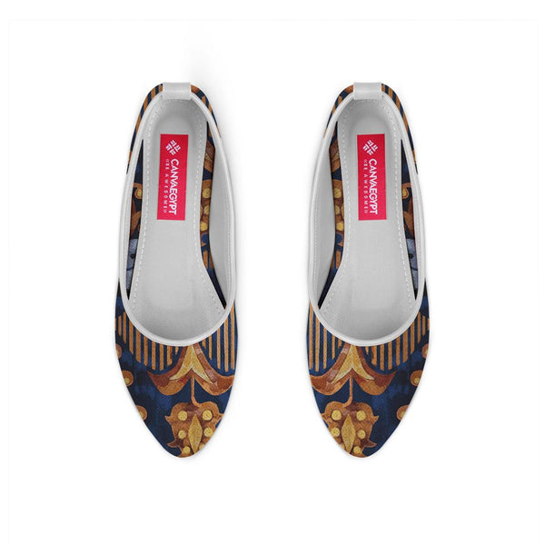 White Round Toe Shoe Gold garden - CANVAEGYPT