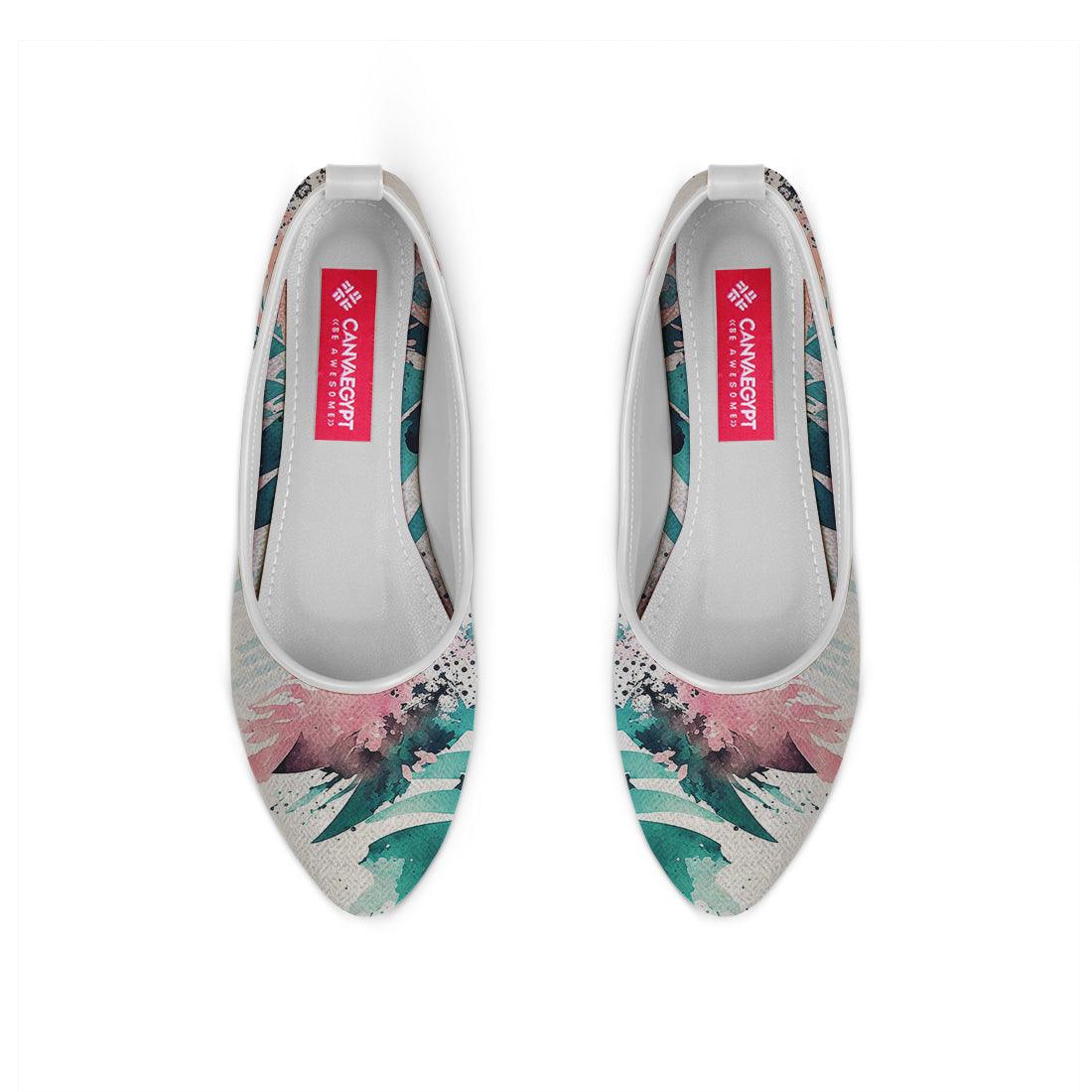 White Round Toe Shoe Leaf - CANVAEGYPT