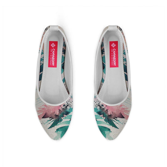 White Round Toe Shoe Leaf - CANVAEGYPT