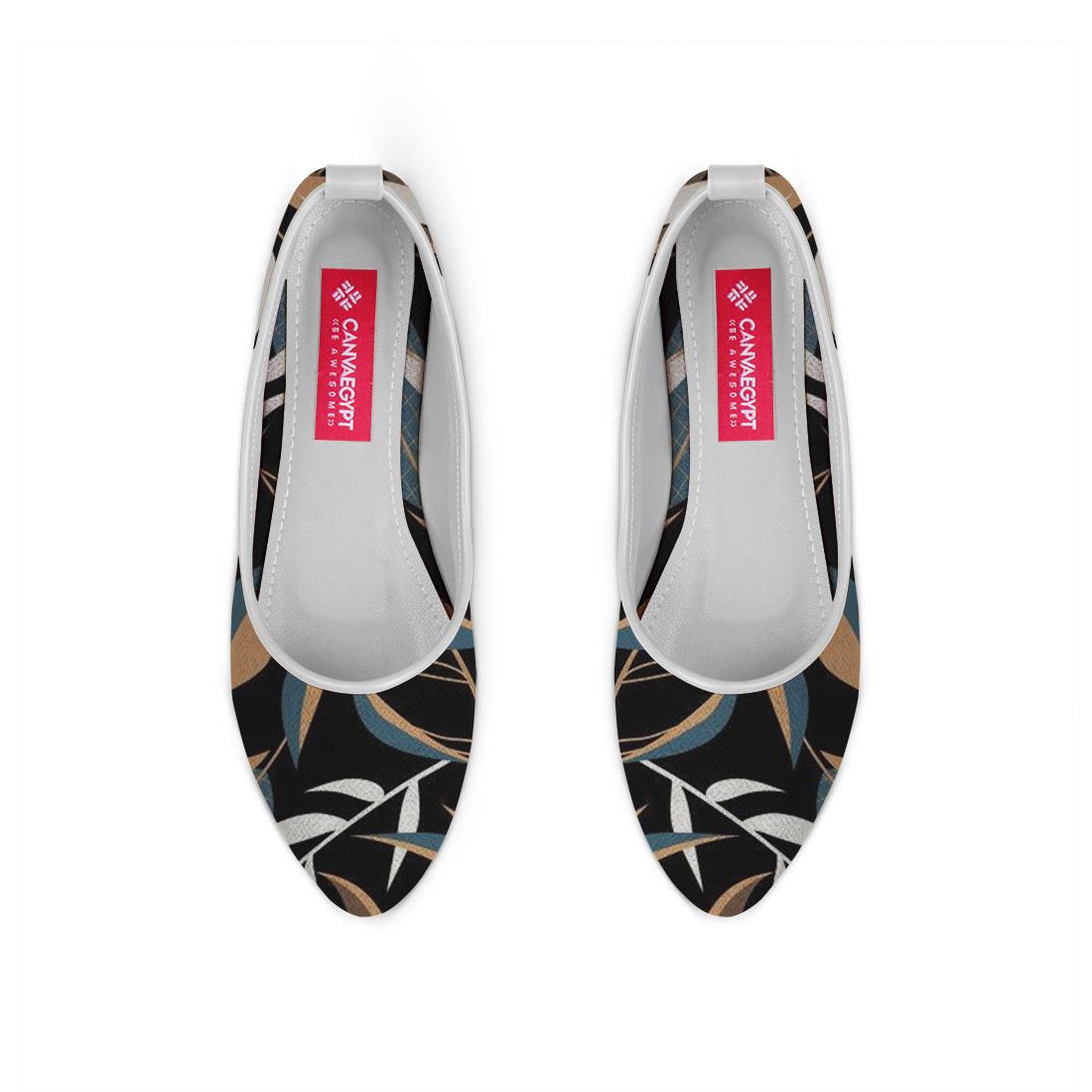 White Round Toe Shoe Leaves - CANVAEGYPT