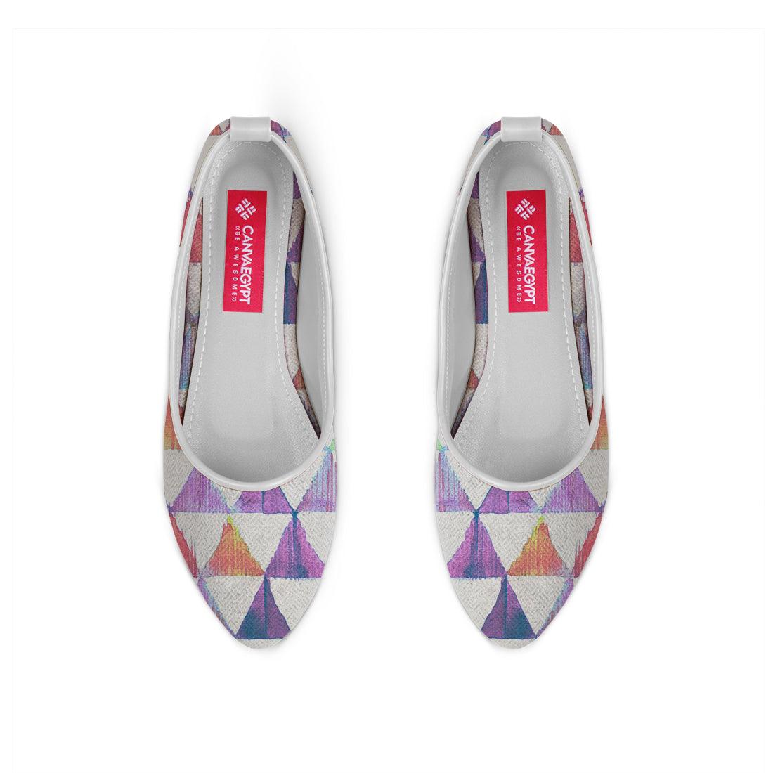 White Round Toe Shoe Rainbow triangles - CANVAEGYPT