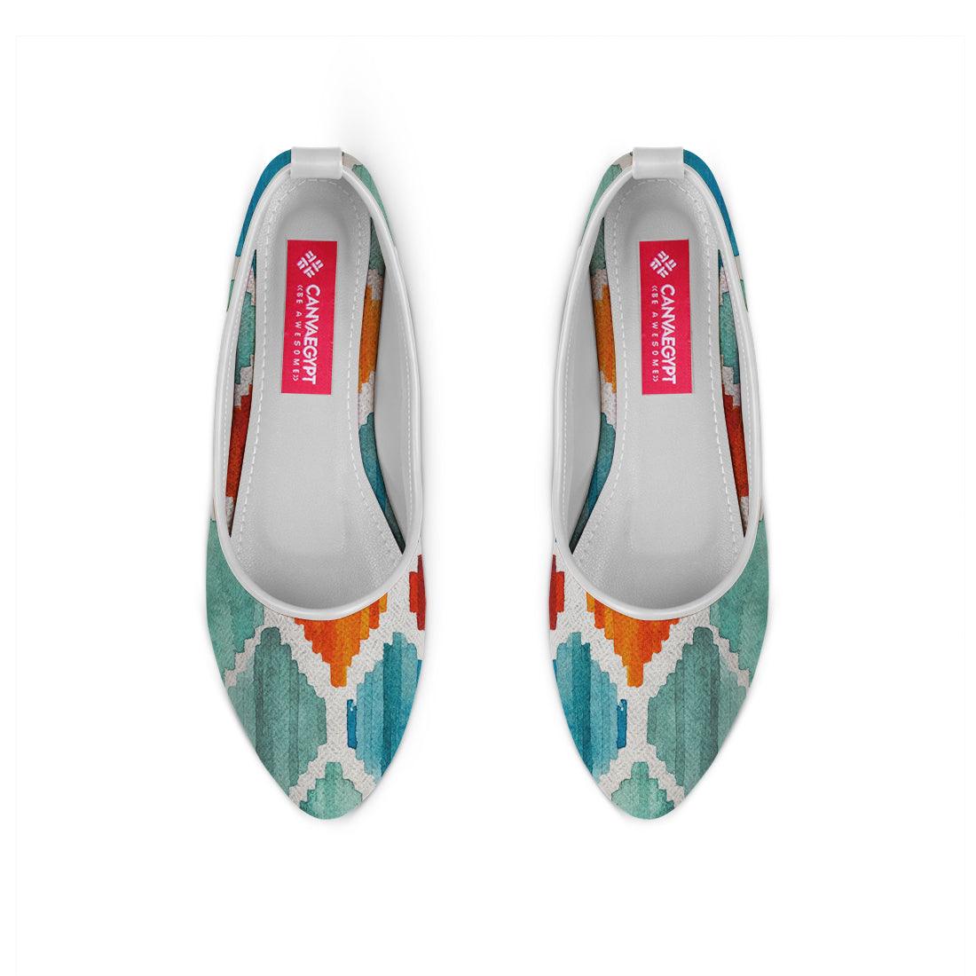 White Round Toe Shoe Rhombus sarong - CANVAEGYPT