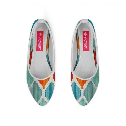 White Round Toe Shoe Rhombus sarong - CANVAEGYPT