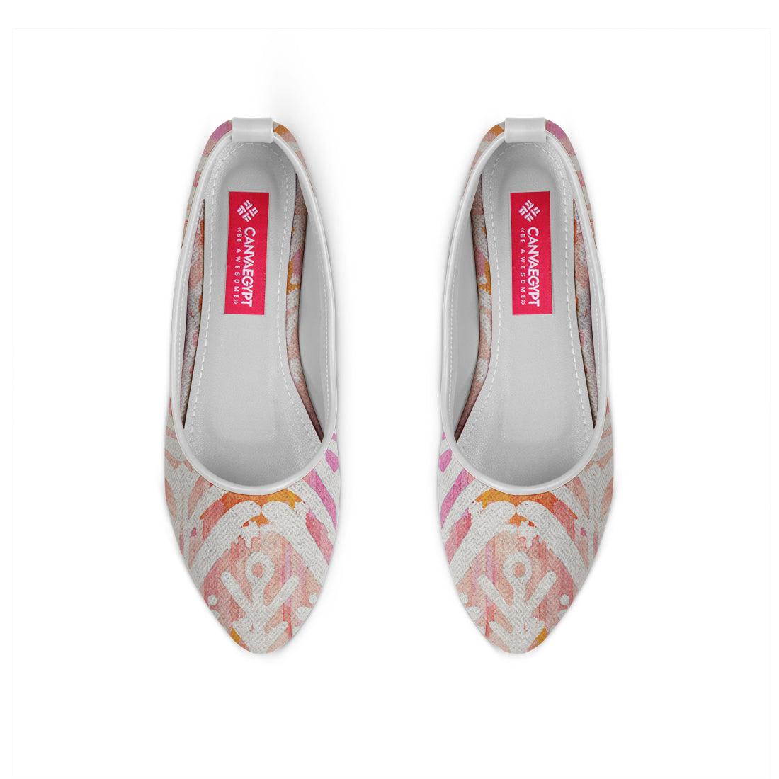 White Round Toe Shoe Rose ikat - CANVAEGYPT