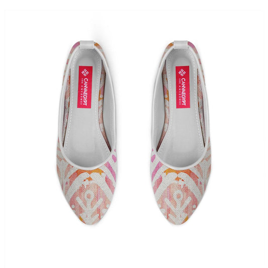 White Round Toe Shoe Rose ikat - CANVAEGYPT
