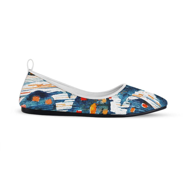 White Round Toe Shoe Blue circle