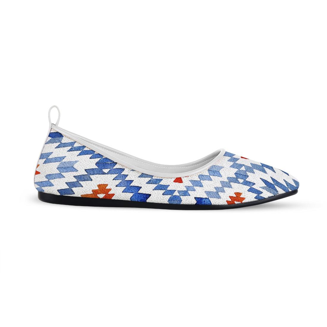 White Round Toe Shoe Blue rhombus - CANVAEGYPT
