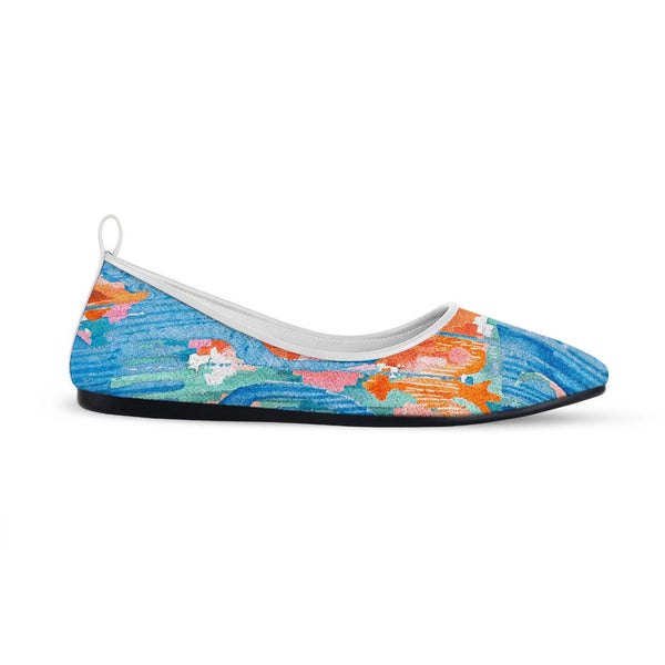 White Round Toe Shoe Electric blue