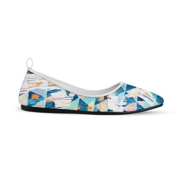 White Round Toe Shoe Happy blue