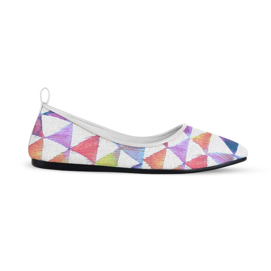 White Round Toe Shoe Rainbow triangles - CANVAEGYPT