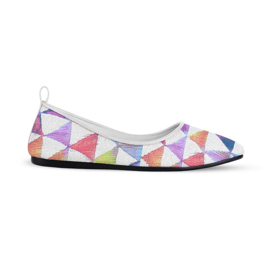 White Round Toe Shoe Rainbow triangles - CANVAEGYPT