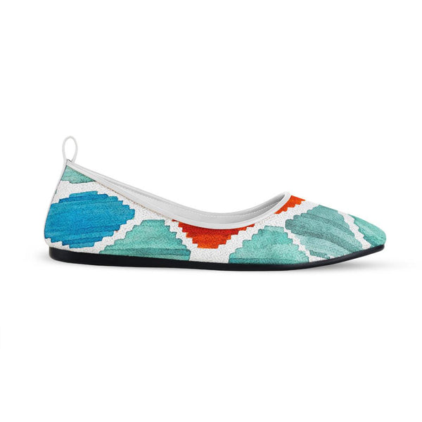 White Round Toe Shoe Rhombus sarong
