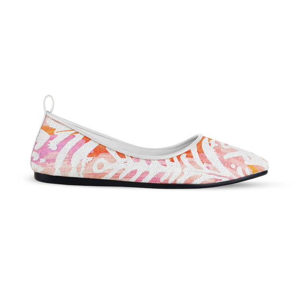 White Round Toe Shoe Rose ikat