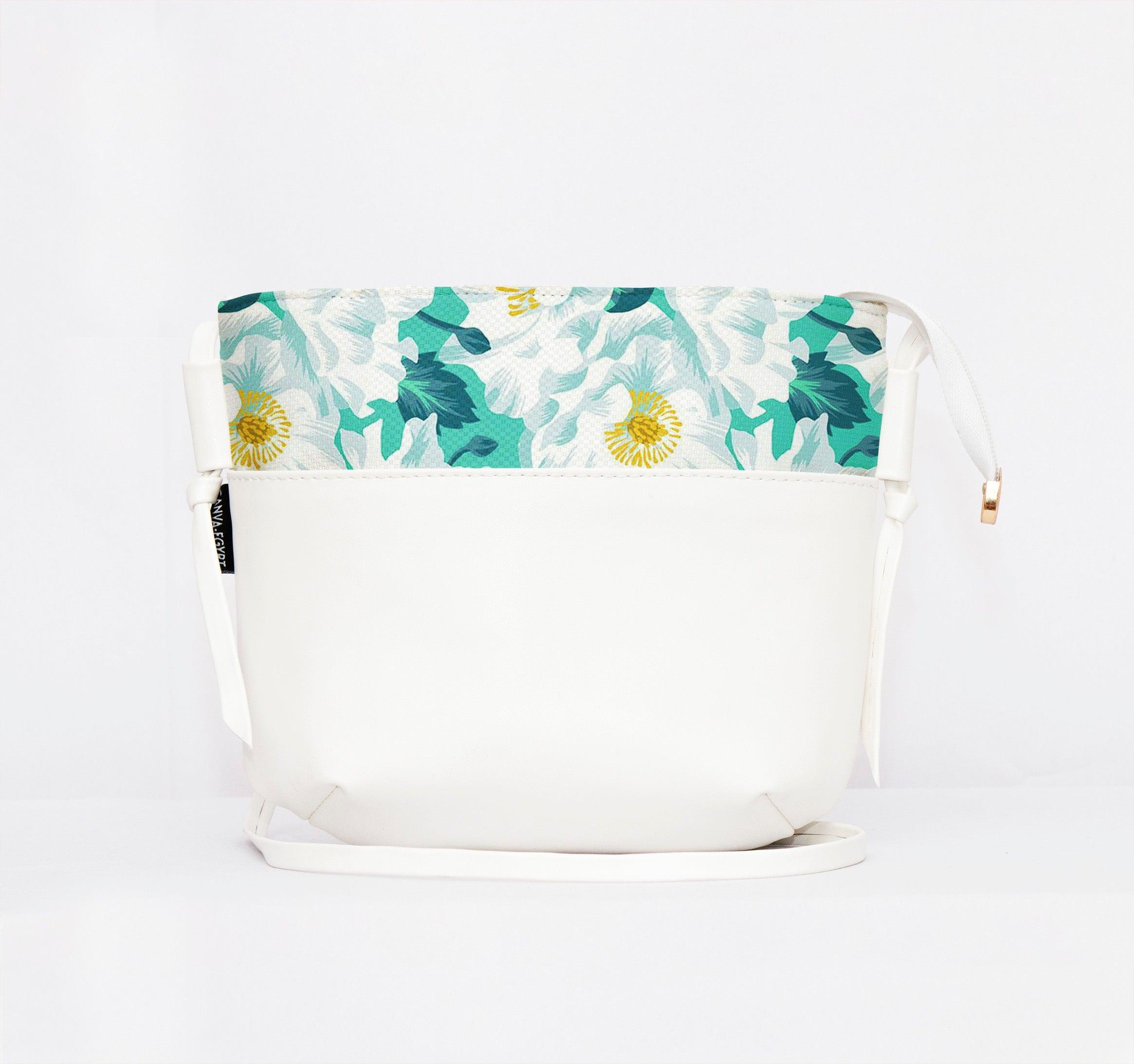 White Shoulder Bag Floral - CANVAEGYPT