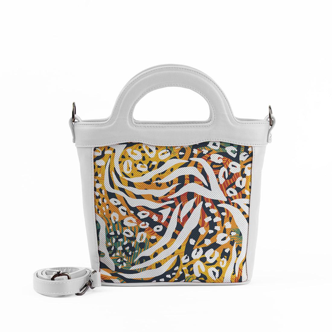White Top Handle Handbag African Spotted - CANVAEGYPT