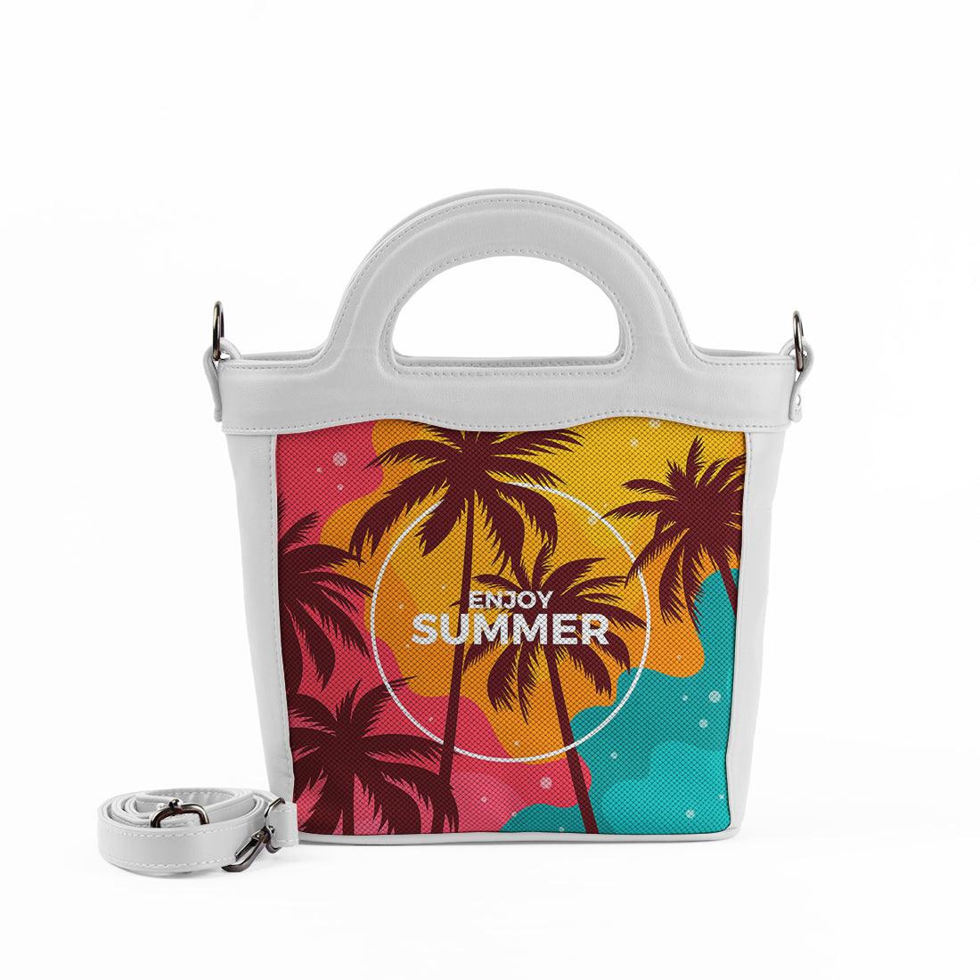 White Top Handle Handbag Enjoy Summer - CANVAEGYPT