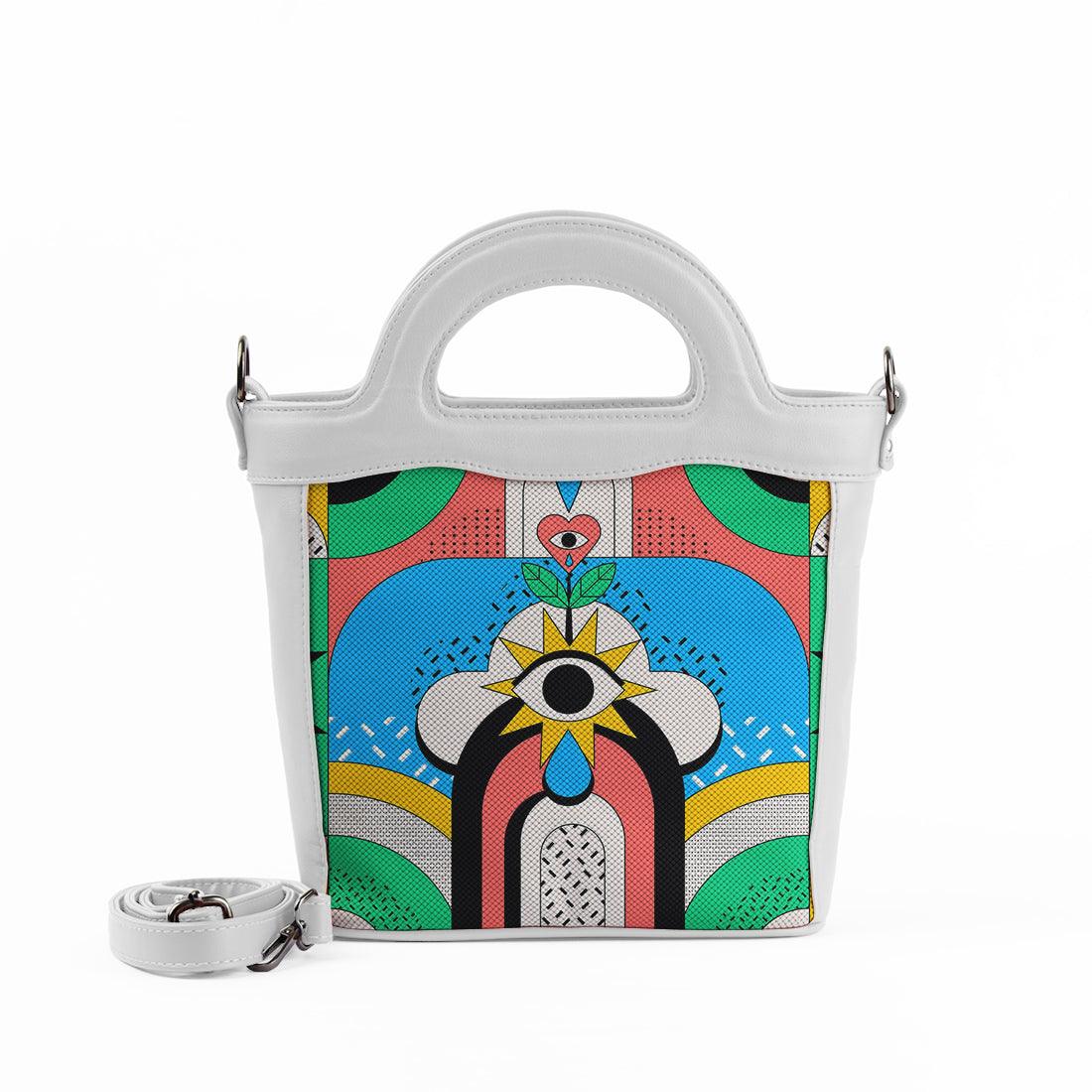 White Top Handle Handbag Sun Eye - CANVAEGYPT