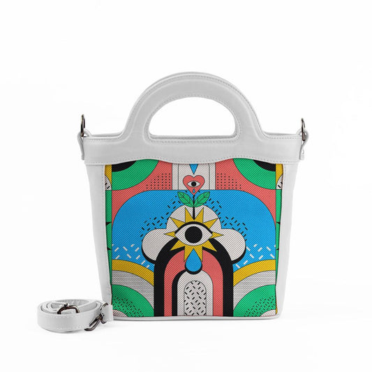 White Top Handle Handbag Sun Eye - CANVAEGYPT